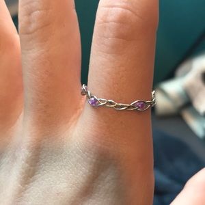 Braided silver bead ring